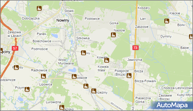 mapa Kowala gmina Sitkówka-Nowiny, Kowala gmina Sitkówka-Nowiny na mapie Targeo