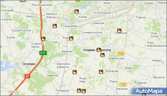 mapa Kowala-Stępocina, Kowala-Stępocina na mapie Targeo