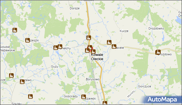 mapa Kowale Oleckie, Kowale Oleckie na mapie Targeo