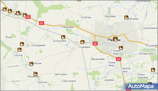 mapa Kowalew gmina Pleszew, Kowalew gmina Pleszew na mapie Targeo