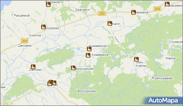 mapa Kowalewice gmina Darłowo, Kowalewice gmina Darłowo na mapie Targeo