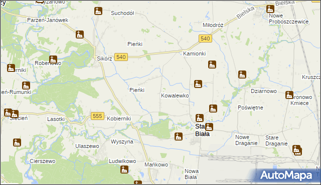 mapa Kowalewko gmina Stara Biała, Kowalewko gmina Stara Biała na mapie Targeo