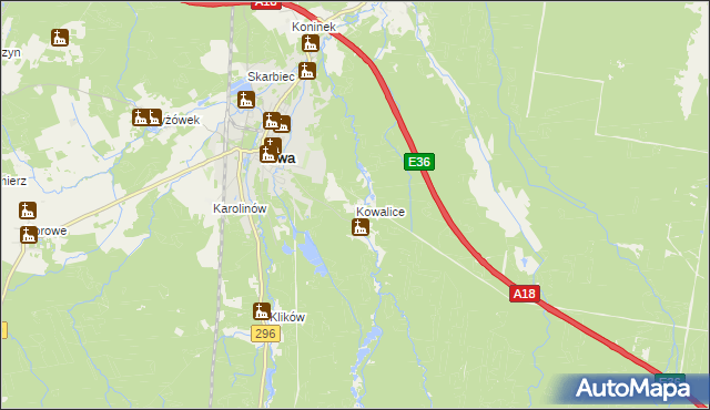 mapa Kowalice, Kowalice na mapie Targeo