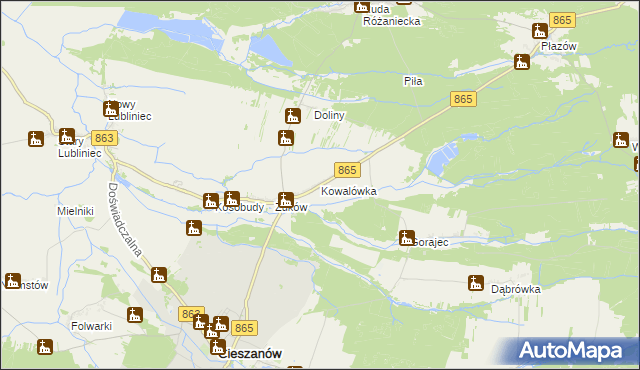 mapa Kowalówka gmina Cieszanów, Kowalówka gmina Cieszanów na mapie Targeo