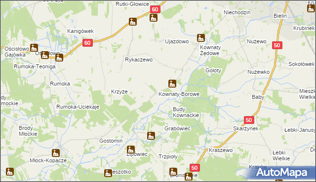 mapa Kownaty-Borowe, Kownaty-Borowe na mapie Targeo