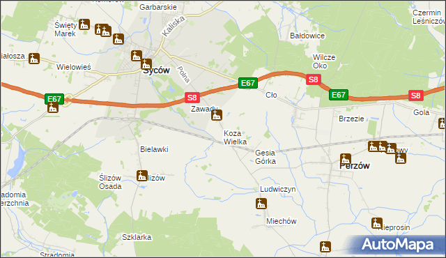 mapa Koza Wielka, Koza Wielka na mapie Targeo