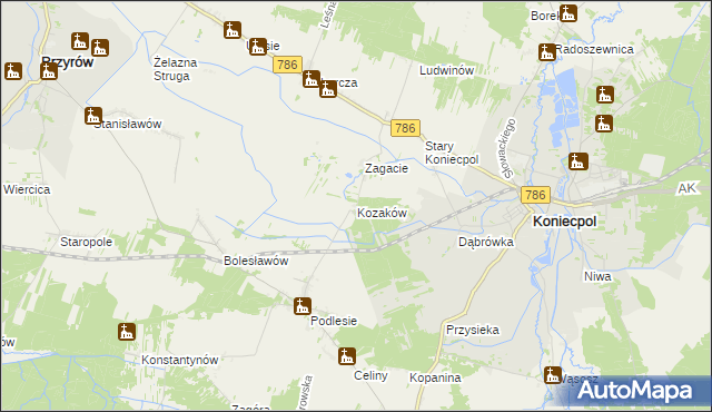 mapa Kozaków, Kozaków na mapie Targeo