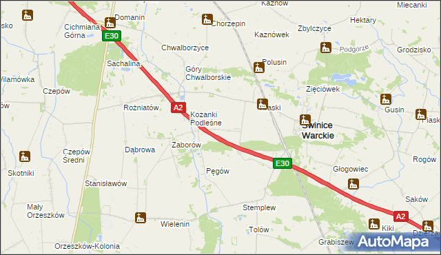 mapa Kozanki Wielkie, Kozanki Wielkie na mapie Targeo