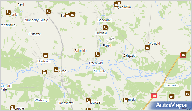 mapa Kożany, Kożany na mapie Targeo