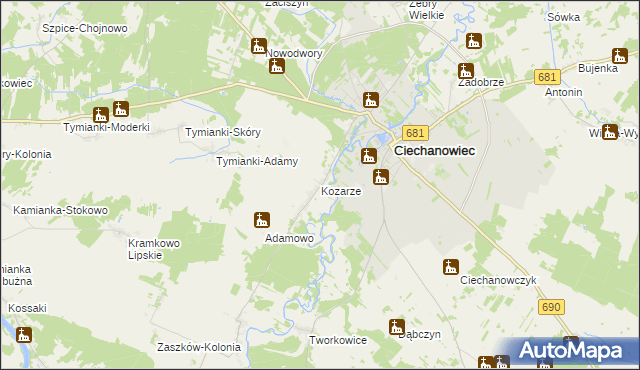 mapa Kozarze, Kozarze na mapie Targeo