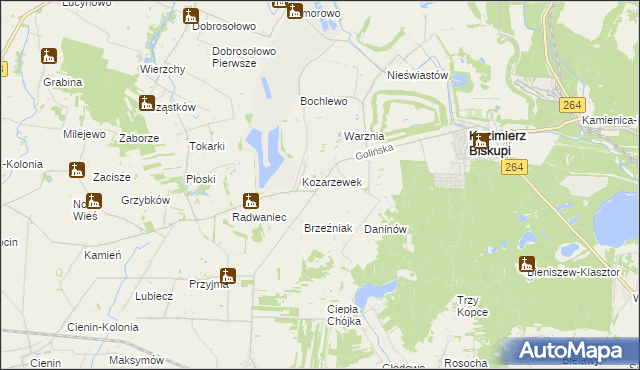 mapa Kozarzew, Kozarzew na mapie Targeo