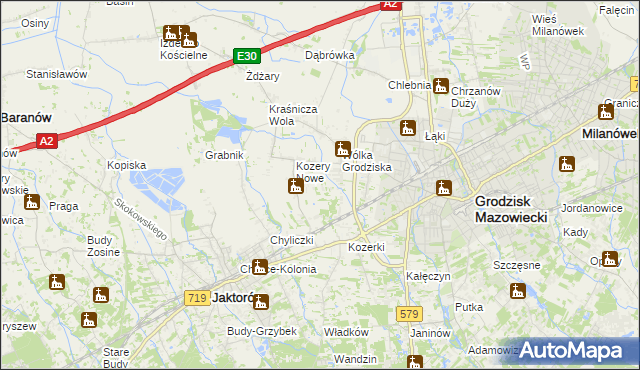 mapa Kozery, Kozery na mapie Targeo