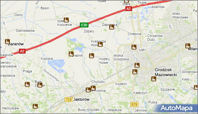 mapa Kozery Nowe, Kozery Nowe na mapie Targeo