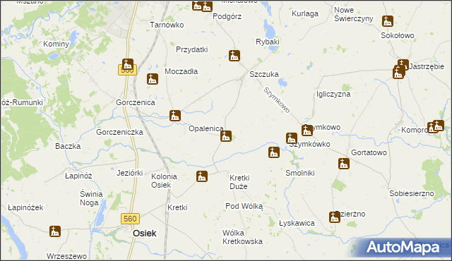 mapa Kozi Róg gmina Brodnica, Kozi Róg gmina Brodnica na mapie Targeo