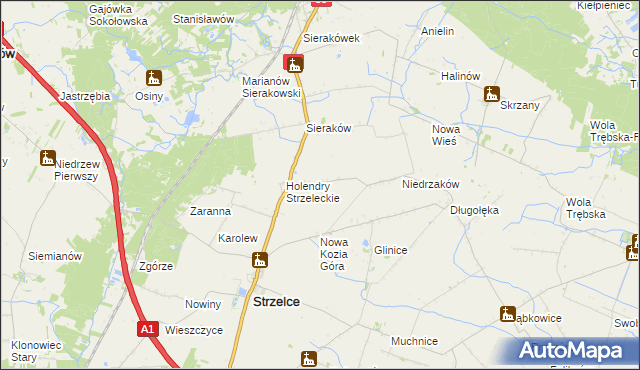 mapa Kozia Góra gmina Strzelce, Kozia Góra gmina Strzelce na mapie Targeo