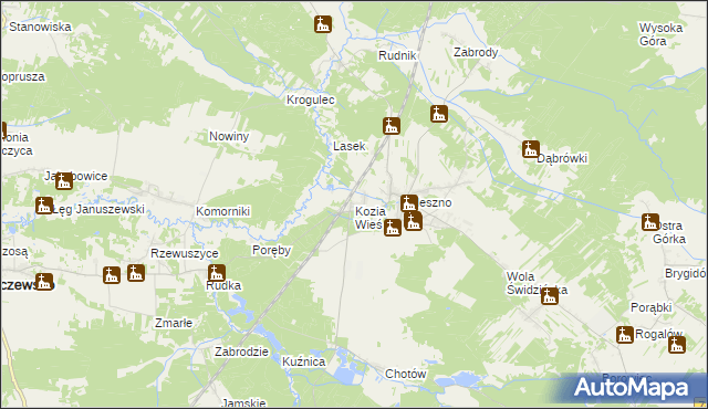 mapa Kozia Wieś, Kozia Wieś na mapie Targeo