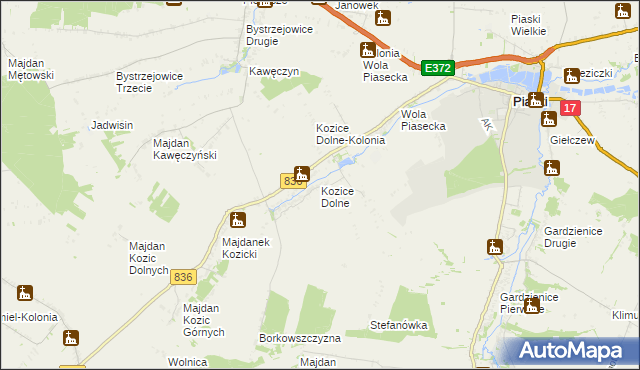 mapa Kozice Dolne, Kozice Dolne na mapie Targeo