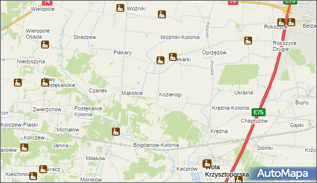 mapa Kozierogi, Kozierogi na mapie Targeo