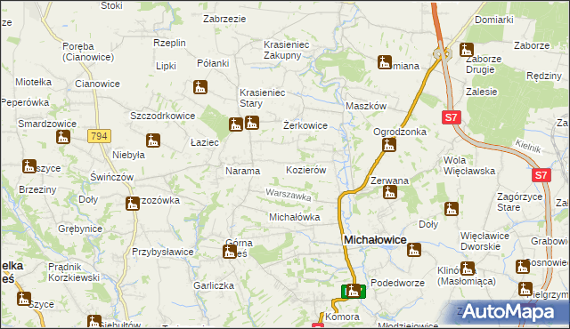 mapa Kozierów, Kozierów na mapie Targeo