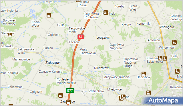 mapa Kozinki, Kozinki na mapie Targeo