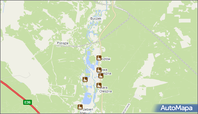 mapa Kozłów gmina Bolesławiec, Kozłów gmina Bolesławiec na mapie Targeo