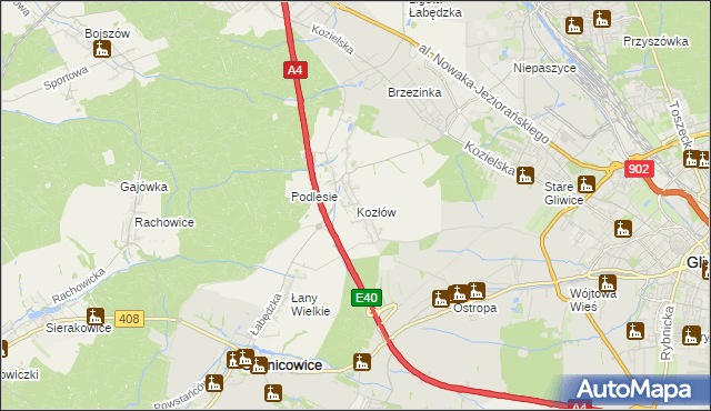 mapa Kozłów gmina Sośnicowice, Kozłów gmina Sośnicowice na mapie Targeo