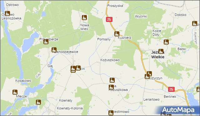 mapa Kożuszkowo, Kożuszkowo na mapie Targeo