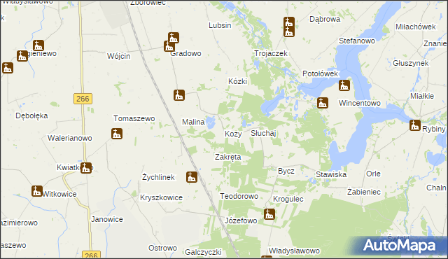 mapa Kozy gmina Piotrków Kujawski, Kozy gmina Piotrków Kujawski na mapie Targeo