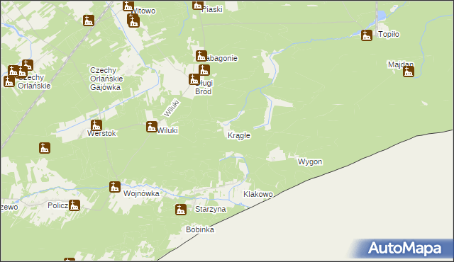 mapa Krągłe gmina Dubicze Cerkiewne, Krągłe gmina Dubicze Cerkiewne na mapie Targeo