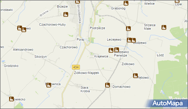 mapa Krajewice, Krajewice na mapie Targeo