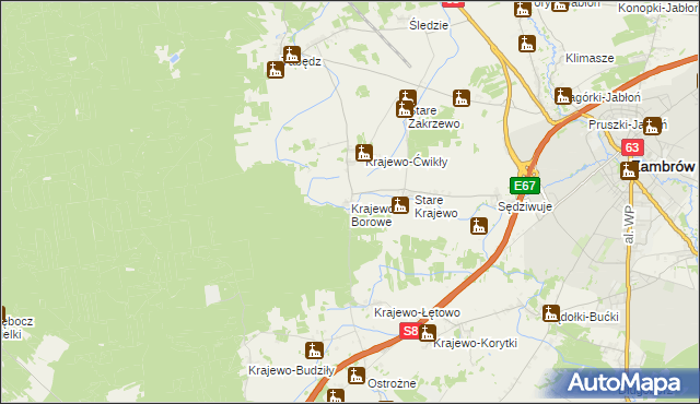 mapa Krajewo Borowe, Krajewo Borowe na mapie Targeo
