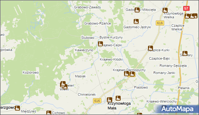 mapa Krajewo-Kłódki, Krajewo-Kłódki na mapie Targeo