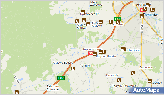 mapa Krajewo-Łętowo, Krajewo-Łętowo na mapie Targeo