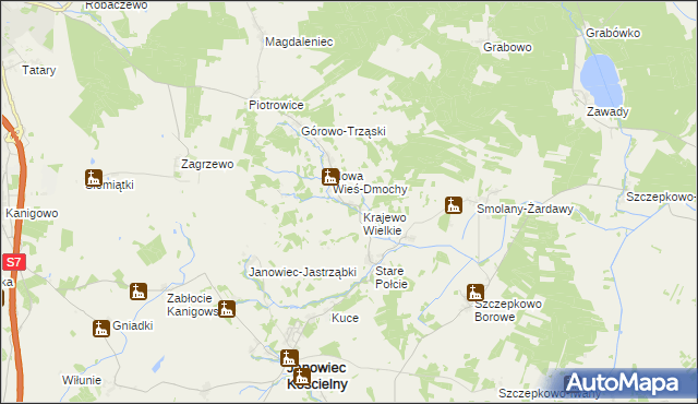 mapa Krajewo Małe, Krajewo Małe na mapie Targeo