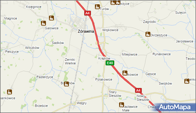 mapa Krajków gmina Żórawina, Krajków gmina Żórawina na mapie Targeo