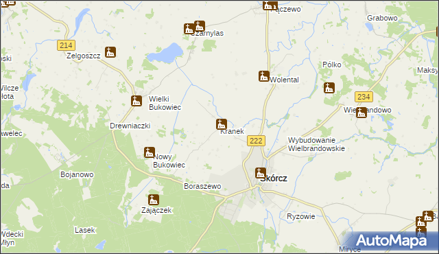 mapa Kranek, Kranek na mapie Targeo