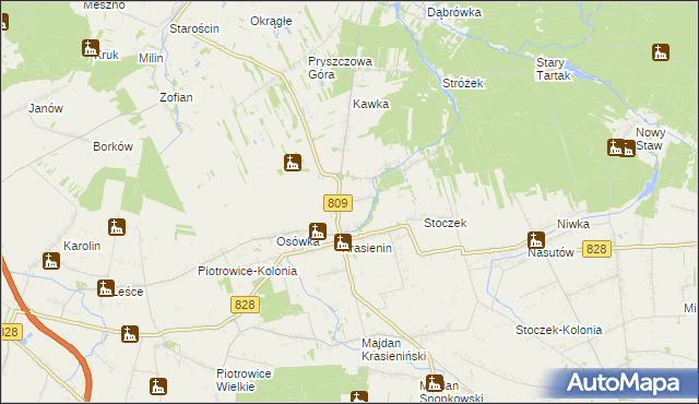 mapa Krasienin-Kolonia, Krasienin-Kolonia na mapie Targeo