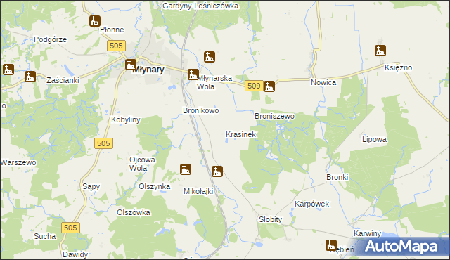 mapa Krasinek, Krasinek na mapie Targeo