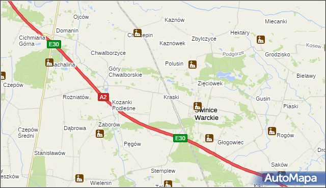 mapa Kraski, Kraski na mapie Targeo
