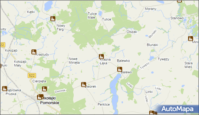 mapa Krasna Łąka, Krasna Łąka na mapie Targeo