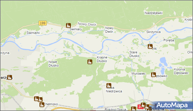 mapa Krasne Dłusko, Krasne Dłusko na mapie Targeo