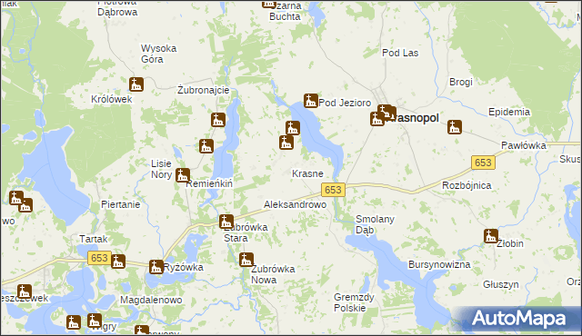 mapa Krasne gmina Krasnopol, Krasne gmina Krasnopol na mapie Targeo