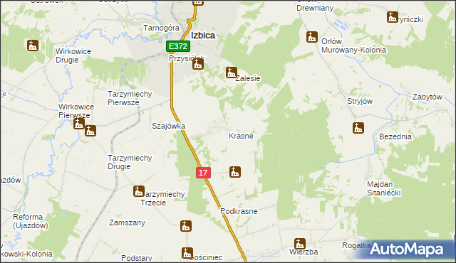 mapa Krasne gmina Stary Zamość, Krasne gmina Stary Zamość na mapie Targeo