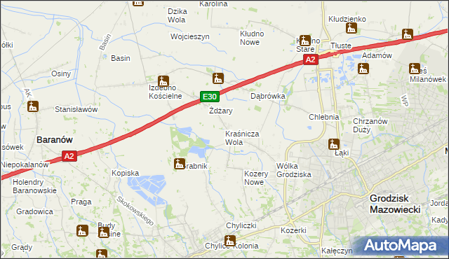 mapa Kraśnicza Wola, Kraśnicza Wola na mapie Targeo