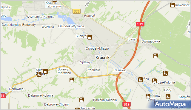 mapa Kraśnik, Kraśnik na mapie Targeo