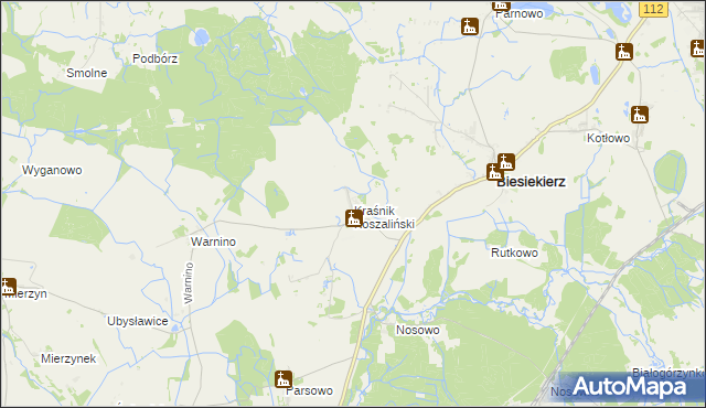 mapa Kraśnik Koszaliński, Kraśnik Koszaliński na mapie Targeo