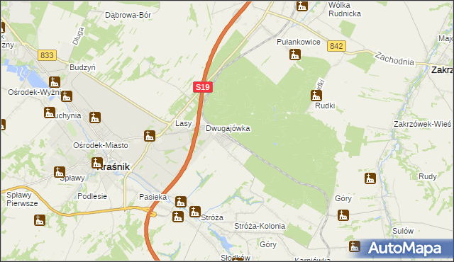 mapa Kraśnik powiat kraśnicki, Kraśnik powiat kraśnicki na mapie Targeo