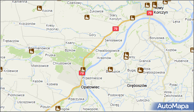 mapa Kraśniów, Kraśniów na mapie Targeo