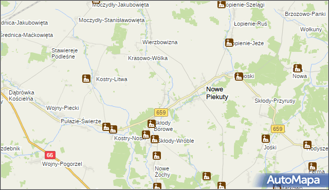 mapa Krasowo-Częstki, Krasowo-Częstki na mapie Targeo