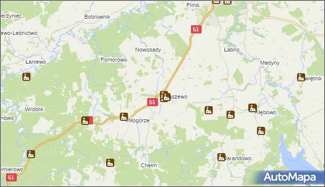 mapa Kraszewo gmina Lidzbark Warmiński, Kraszewo gmina Lidzbark Warmiński na mapie Targeo